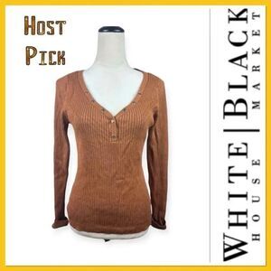 White House Black Market Brown V-Neck Sweater